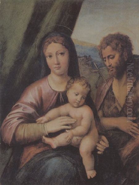 Madonna Con Bambino E San Giovanni Battista Oil Painting by Girolamo da Carpi