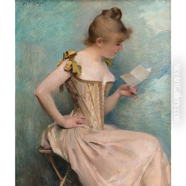 La Lettre Oil Painting by Charles Giron