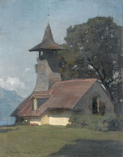 Ansicht Einer Kirche Mit Holzverkleidetem Turm Oil Painting by Charles Giron