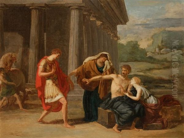 Oedipe A Colone Dans Un Encadrement Blanc Oil Painting by Jean Antoine Th. Giroust