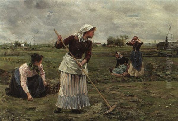 Frauen Bei Der Feldarbeit Oil Painting by Josef Gisela
