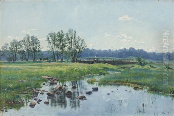 Kvinna Med Parasoll Pa En Bro Oil Painting by Ida Gisiko-Spaerck