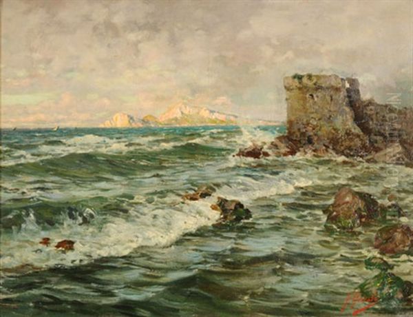 Burgruine Am Meer Oil Painting by Fausto Giusto