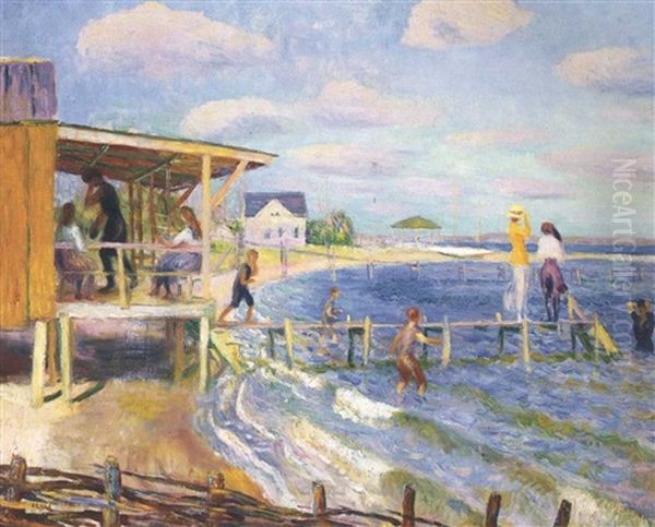 Bath House, Bellport Oil Painting by William Glackens