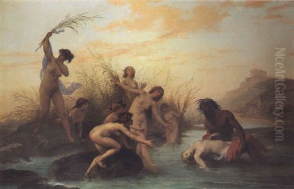 A River God Rescuing A Naiad Oil Painting by Auguste Glaize
