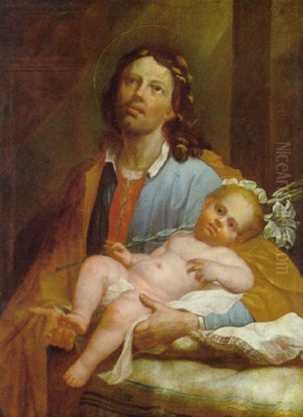 Der Heilige Josef Mit Dem Jesusknaben Oil Painting by Ulrich Glantschnigg