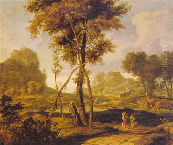 Arcadian Landscape Oil Painting by Johannes Gottlieb Glauber