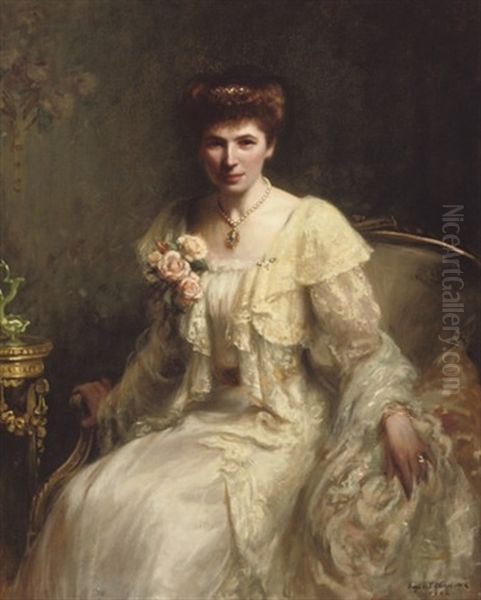 Portrait Of Mrs. Haslam Oil Painting by Hugh de Twenebrokes Glazebrook