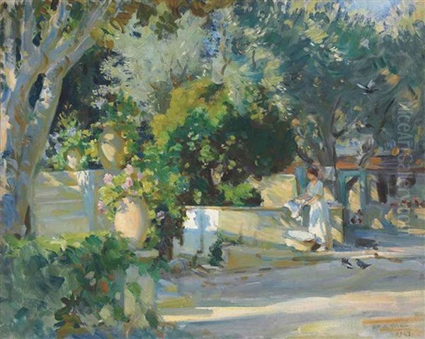 Wash Day Oil Painting by Wilfred Gabriel De Glehn