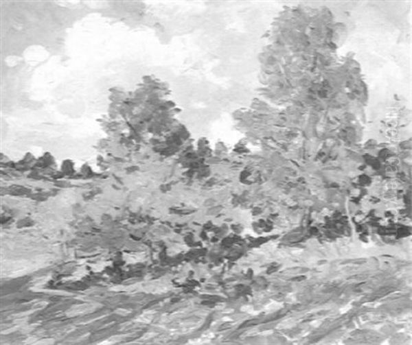 Trees In A Summer Landscape Oil Painting by Wilfred Gabriel De Glehn