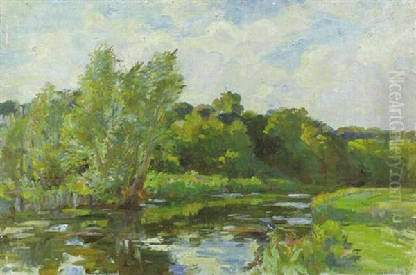 Trees By A River Oil Painting by Wilfred Gabriel De Glehn
