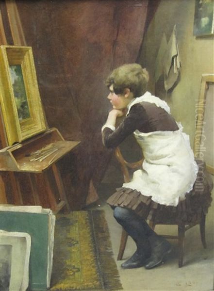 Admiring The Painting Oil Painting by Alfred Glendening Jr.