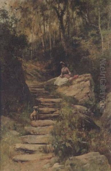 A Rest On The Path Oil Painting by Alfred Glendening Jr.