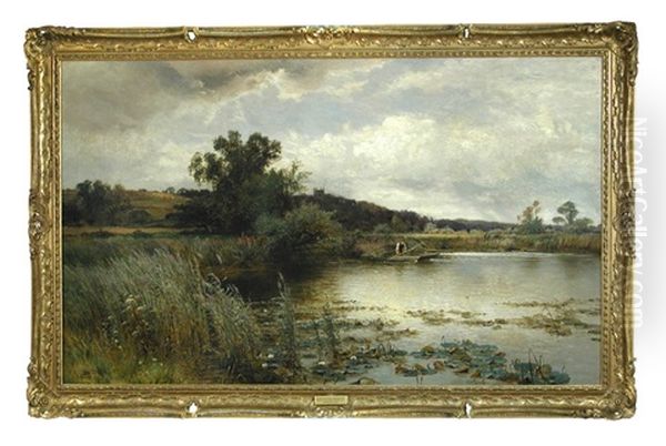 Showery Weather On A Norfolk River, 1884 Oil Painting by Alfred Augustus Glendening Sr.