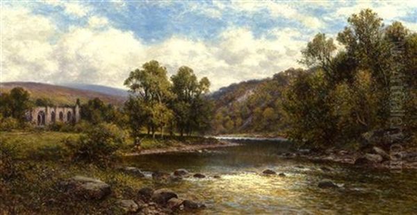 Bosham Or Country With Fisherman Oil Painting by Alfred Augustus Glendening Sr.