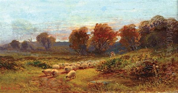 Herding Sheep Oil Painting by Alfred Augustus Glendening Sr.