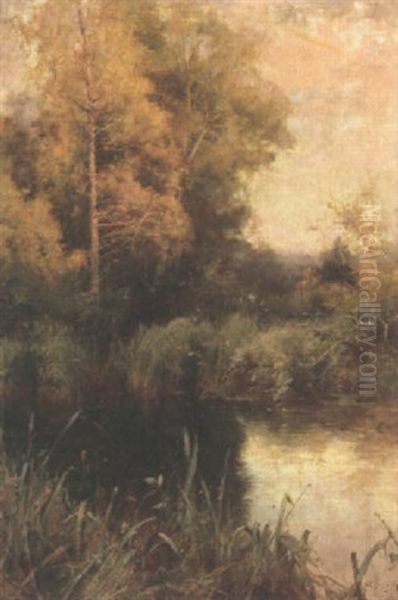 By The Stream Oil Painting by Alfred Augustus Glendening Sr.