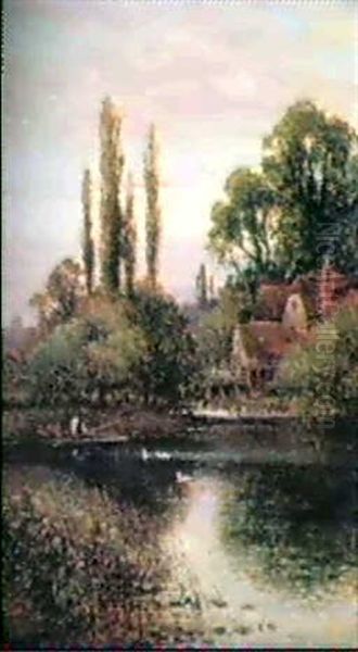 Iffley Mill On The River Oil Painting by Alfred Augustus Glendening Sr.