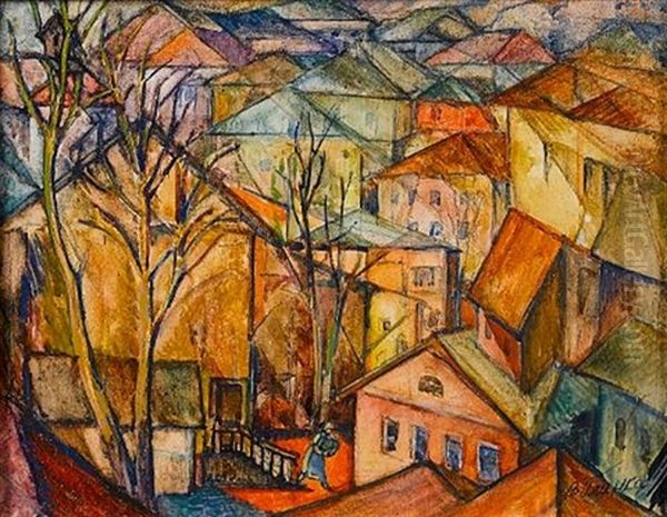 Autumn Cityscape Oil Painting by Vera Glinka