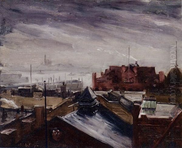 Rooftops, Hoboken Oil Painting by Henry J. Glintenkamp