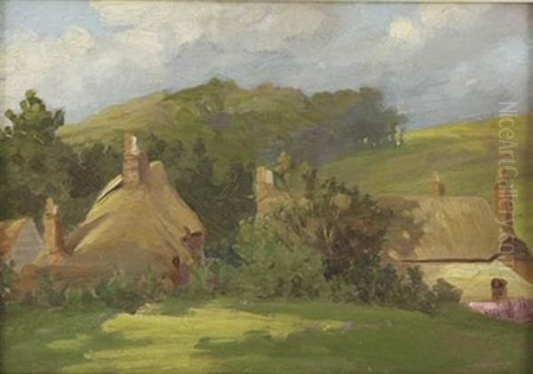 Country Landscape With Cottages Oil Painting by Allerley Glossop