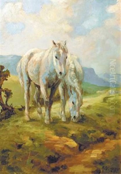 Two Horses Oil Painting by Allerley Glossop