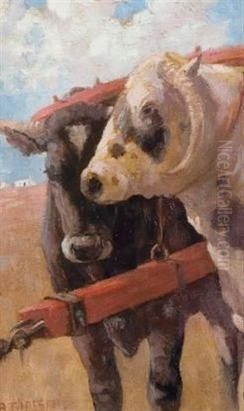 Two Oxen Oil Painting by Allerley Glossop