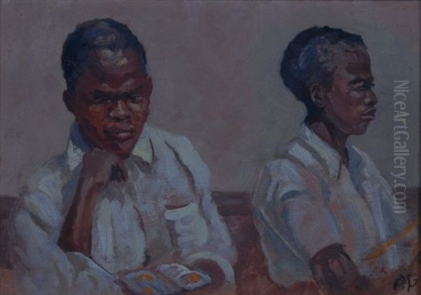 Two Boys (study) Oil Painting by Allerley Glossop