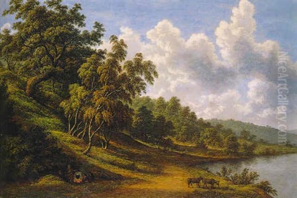 Landscape With Gypsies Oil Painting by John Glover
