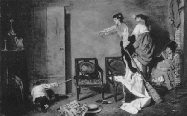 A Mouse! Oil Painting by Eugene Louis Theodore Glueck