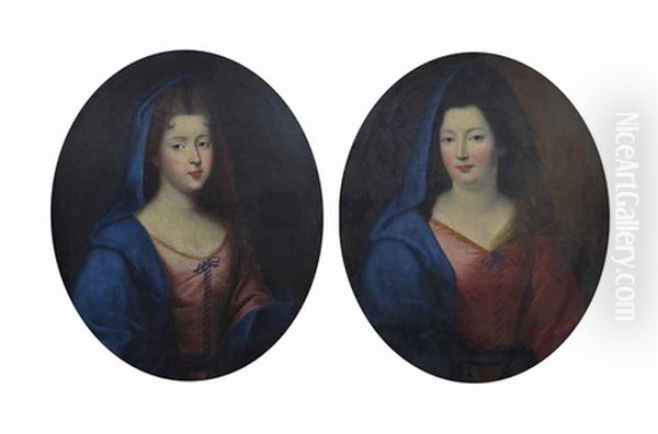 Portraits Presumes Des Filles De Madame De Montespan : Francoise-marie De Bourbon, Dite Mademoiselle De Blois (1677-1749) ; Et Louise-francoise De Bourbon, Dite Mademoiselle De Nantes (1673-1743) Oil Painting by Pierre Gobert
