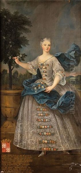 Portrait D'anne Marguerite De Beauvau, Princesse De Lixheim Oil Painting by Pierre Gobert