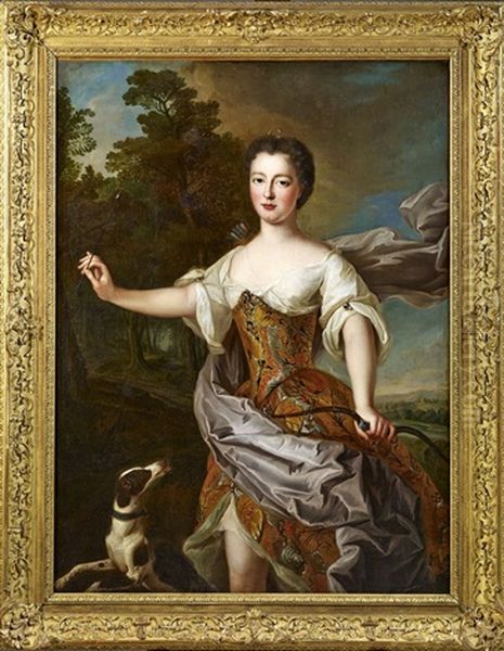 Portait De Femme En Diane Chasseresse Oil Painting by Pierre Gobert