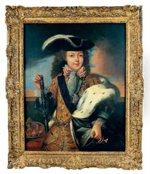 Portrait Du Roi Louis Xv Enfant En Costume De Sacre Oil Painting by Pierre Gobert