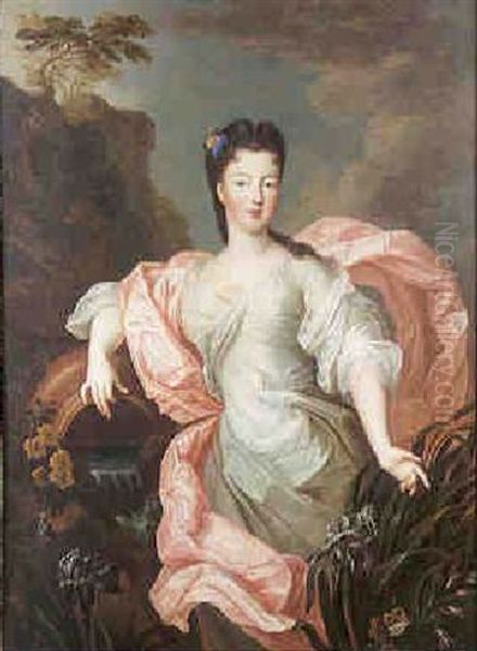 Portrait De Jeune Femme En Source Ou En Hebe Oil Painting by Pierre Gobert