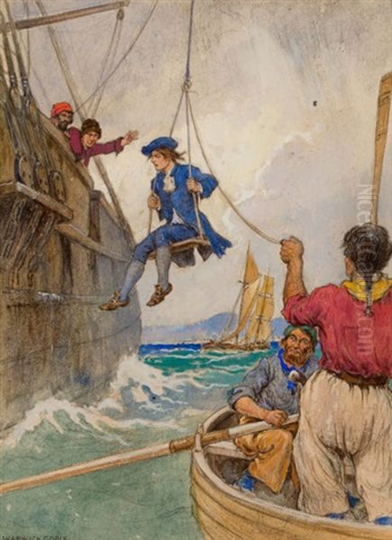 Kidnapped, Story Illustration Oil Painting by Warwick Goble
