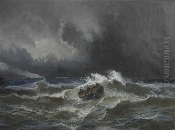 Barque Dans La Tempete Oil Painting by Alfred Godchaux