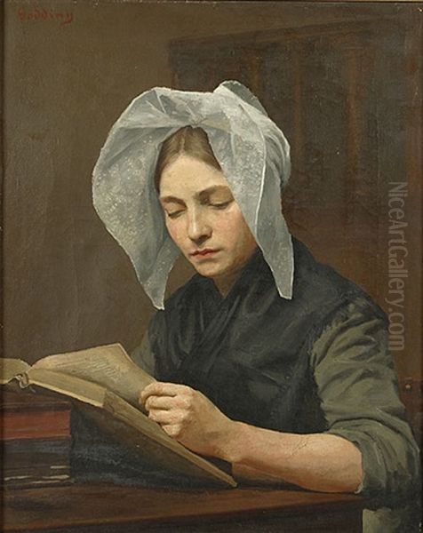 Lezende Vrouw Oil Painting by Emile Godding