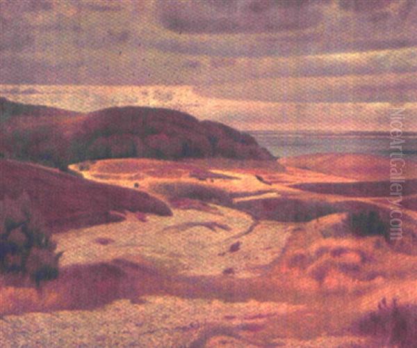 Udsigt Over Mols Bjerge Med Fugletraek Oil Painting by Charles Godfredsen