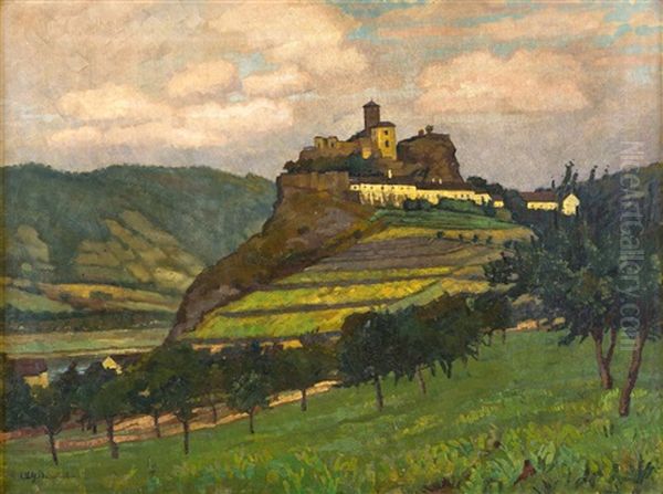 Krajina S Hradem Oil Painting by Lili Goedlova-Brandhuberova
