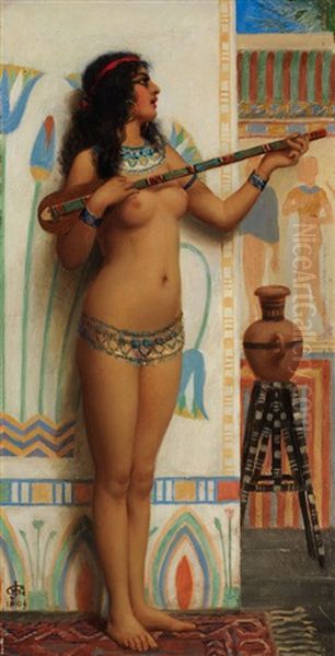 Study For An Egyptian Minstrel Oil Painting by John William Godward