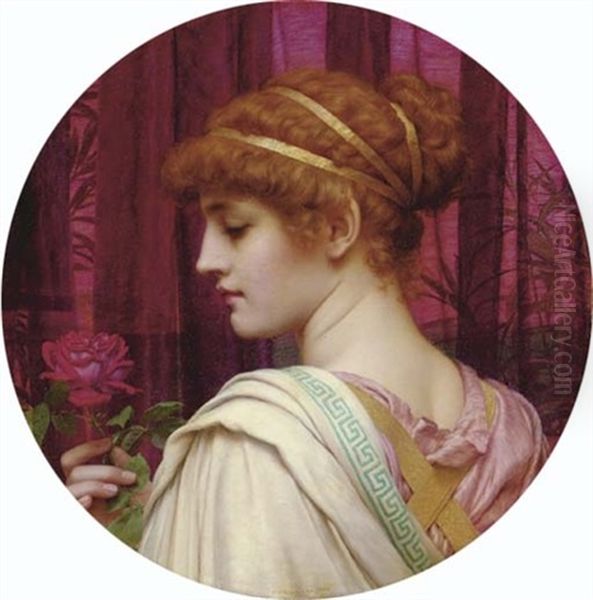 Chloris - A Summer Rose Oil Painting by John William Godward