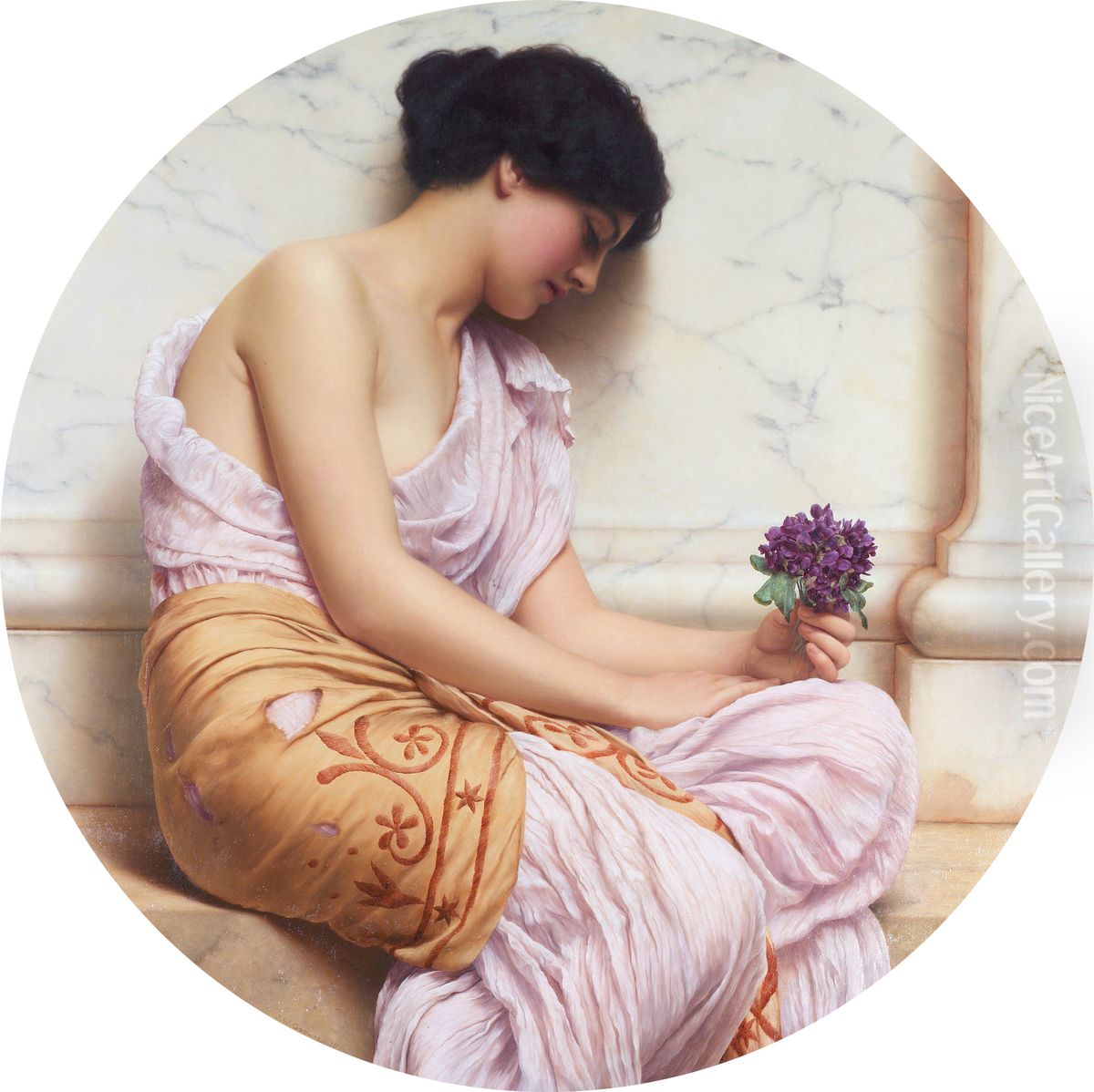 Violets, Sweet Violets Oil Painting by John William Godward