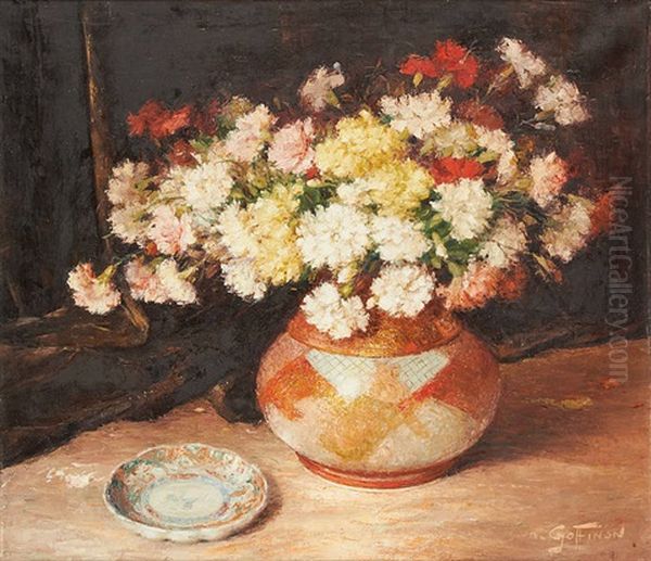 Vase Fleuri Oil Painting by Aristide Goffinon