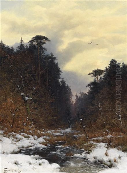 Bachlauf Im Winterwald Oil Painting by Heinrich Gogarten