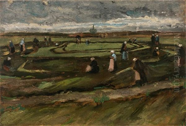 Raccommodeuses De Filets Dans Les Dunes - Aout Oil Painting by Vincent Van Gogh