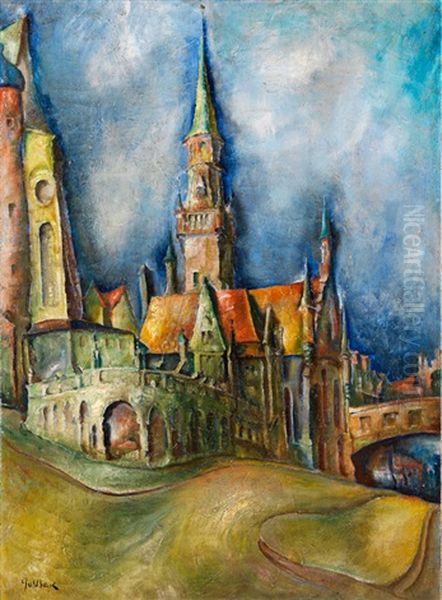 Stadtansicht Mit Kirche Oil Painting by Walter Dean Goldbeck