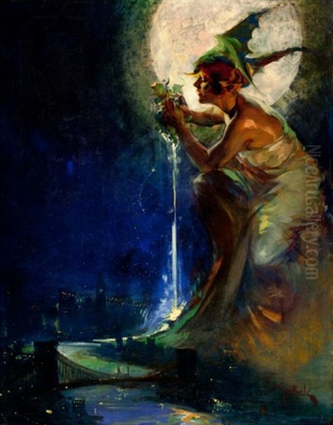 The Spirit Of New York (cover Study For Judge Magazine) Oil Painting by Walter Dean Goldbeck
