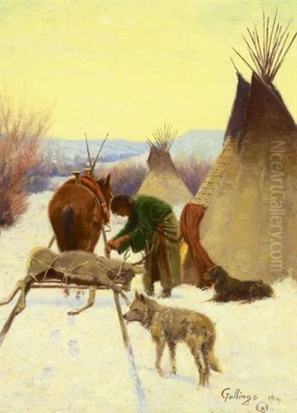 Returning To Camp Oil Painting by Elling William Gollings