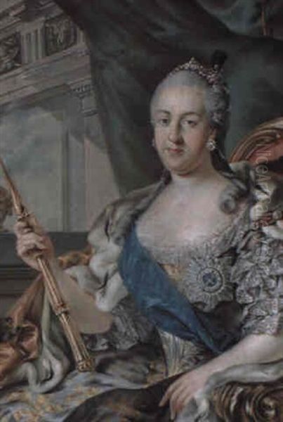 The Grand Duchess Catherine Alexeivna (after Rotari) Oil Painting by Kirill Inanovich Golovachevsky